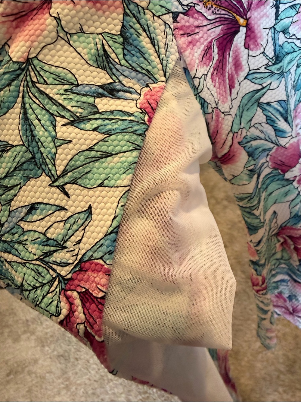Tommy Bahama Floral Half-Zip Long Sleeve Top — Pink & Teal Floral - Picture 4 of 6